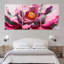 Tableau mural abstrait floral représentant une pivoine rose sur toile tendue (paquet de 3)-311897689