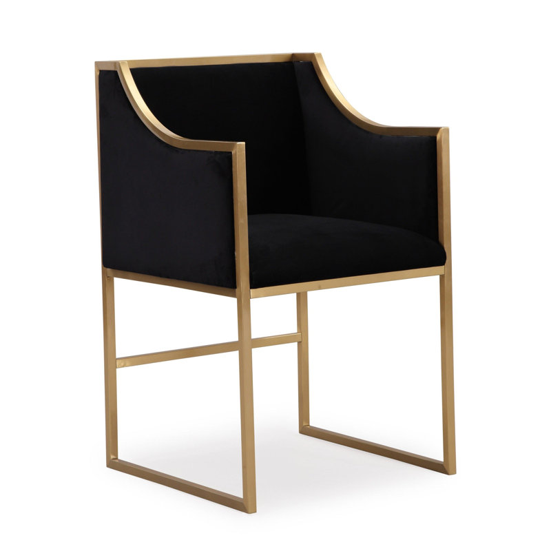 Chaise en velours avec accoudoirs Twingo, Noir