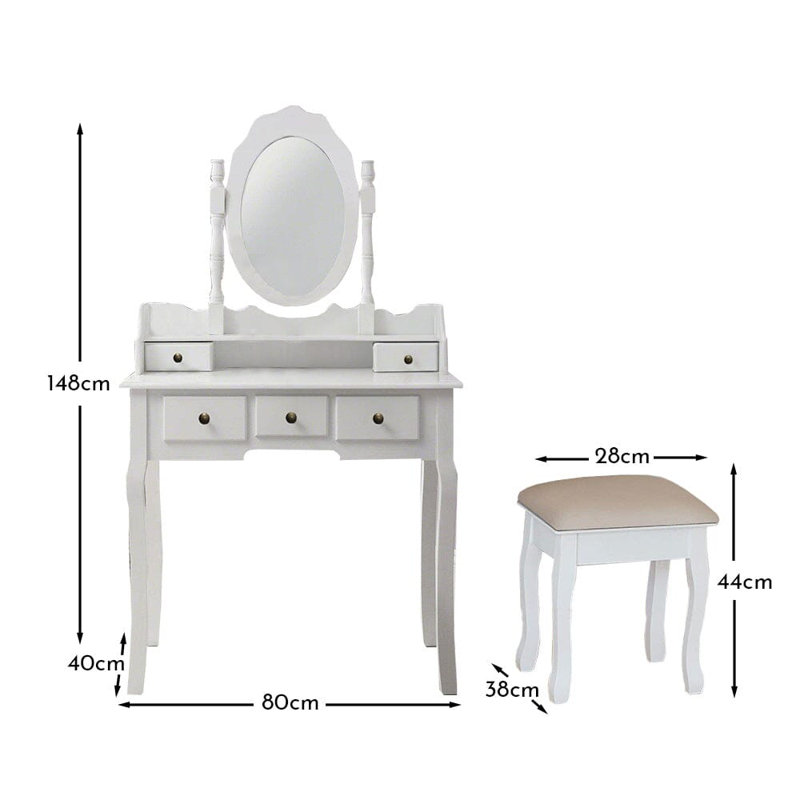Naia Dressing Table with Mirror, White