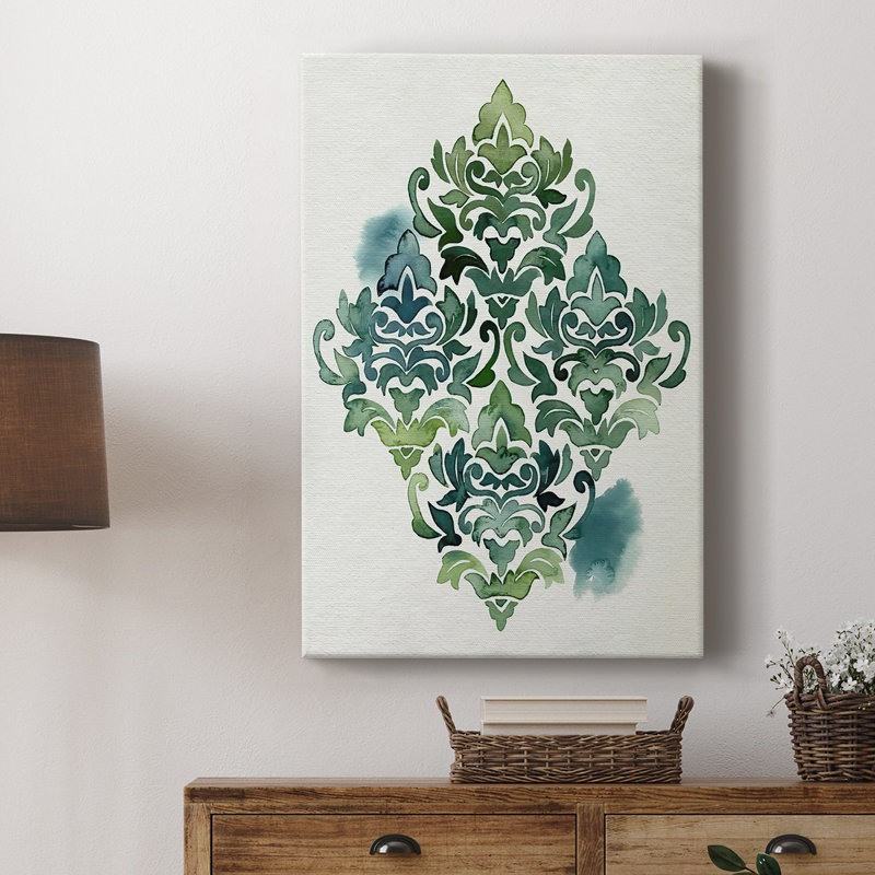 Algue et azule à motif I - galerie Cavas sur mesure, H 12 po x l 8 po