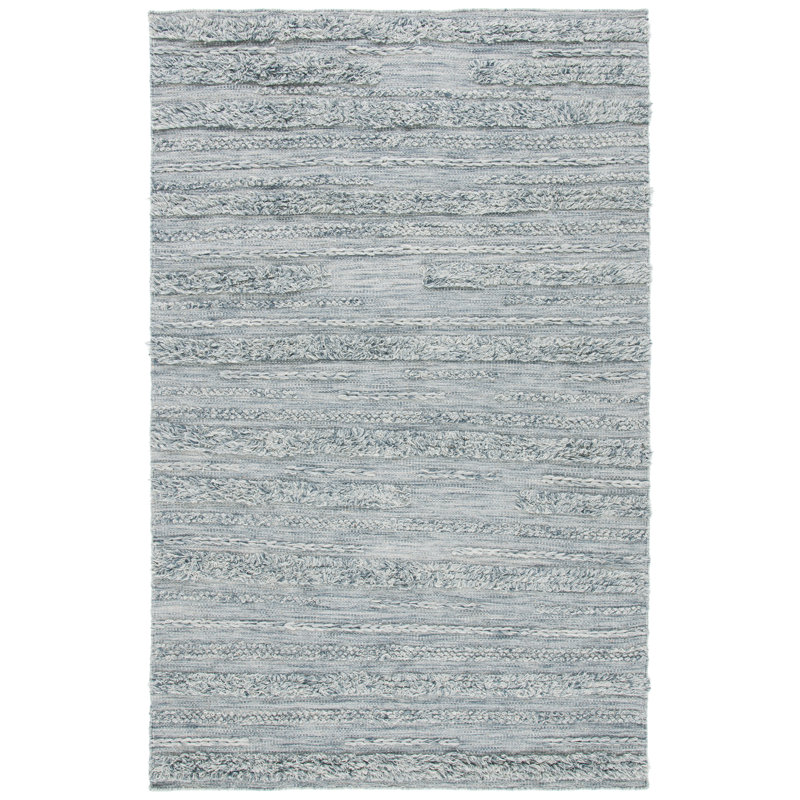 Tapis gris / ivoire tissé à la main Hartzler, Rectangle 4 pi x 6 pi