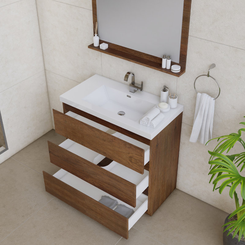 Ensemble de meuble-lavabo simple 36 po Arjina, Bois de rose