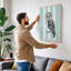 Striped Barn Owl Modern - Wrapped Canvas-1379581291-1379581293