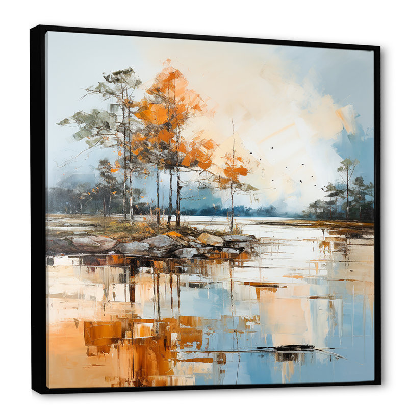 Impression sur toile Lake Smmer Charm, H 36 po x l 36 po x P 1,5 po, Cadre flottant noir