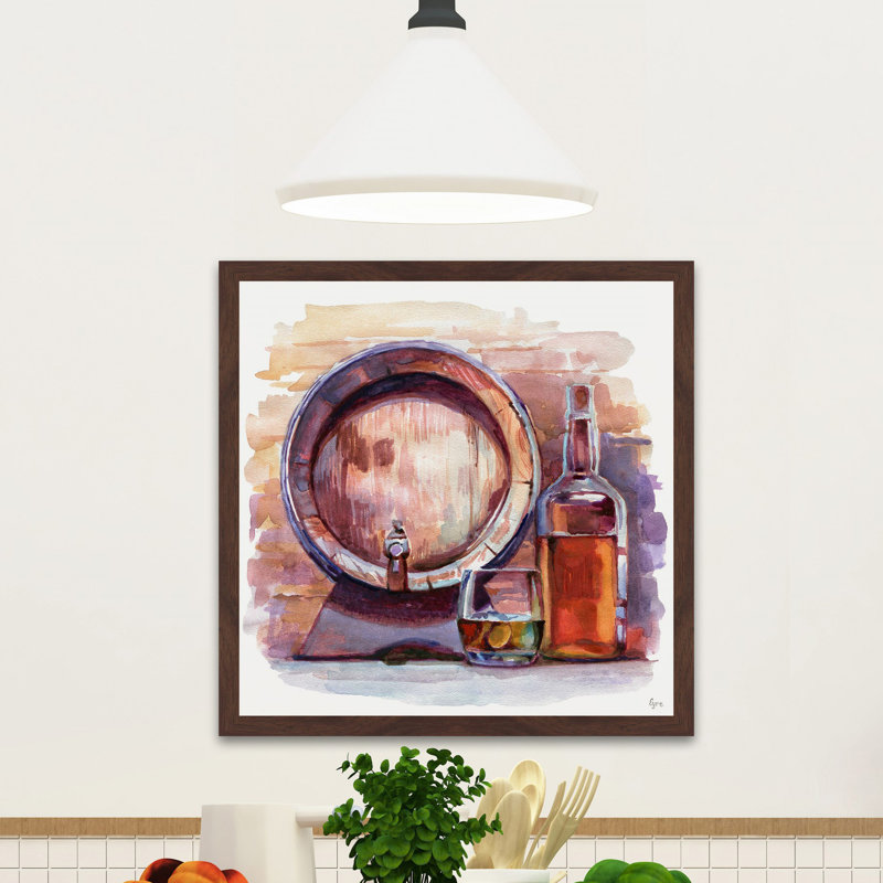 « vieux plaisir », reproduction de peinture à l’aquarelle encadrée, H 18 po x l 18 po x P 1,5 po