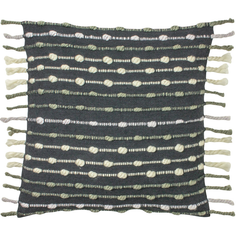 Dhadit Striped Square Throw Cushion Cover, Charcoal/Natural, Polyester