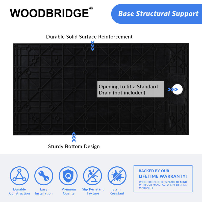 59/60" W x 35.4" D Solid Sufrace Shower Base, Non-Slip, Low-Profile, Curbless, Wheelchair Accessible, Black, Left;Right