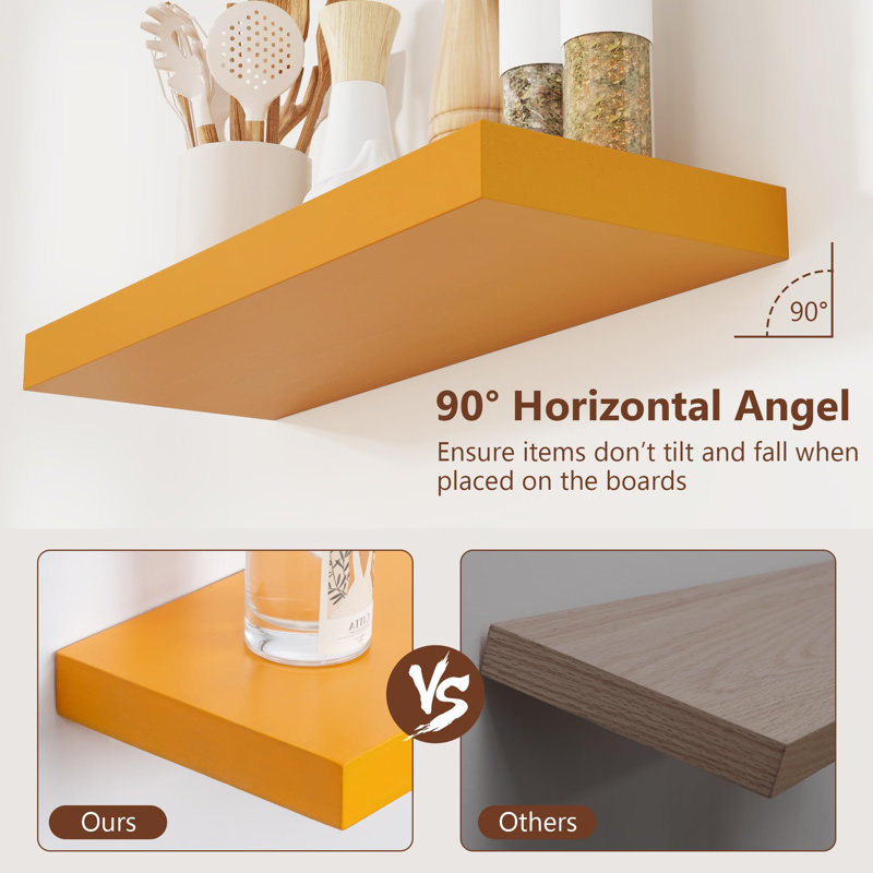 Dalvyn 3 Piece Floating Shelf, Yellow