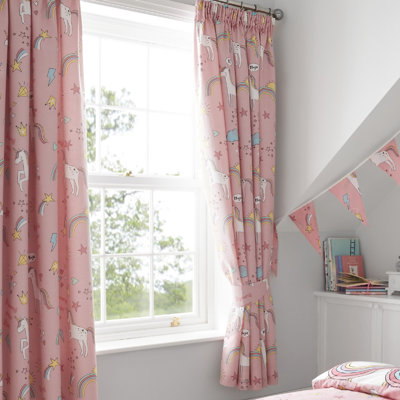Orwin Unicorn Rainbows Pencil Pleat Fully Lined Panel Curtains