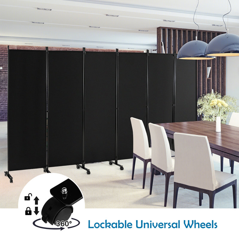 Cloison pliante Aytan, Noir, 6, H 68 po x l 132 po x P 12 po