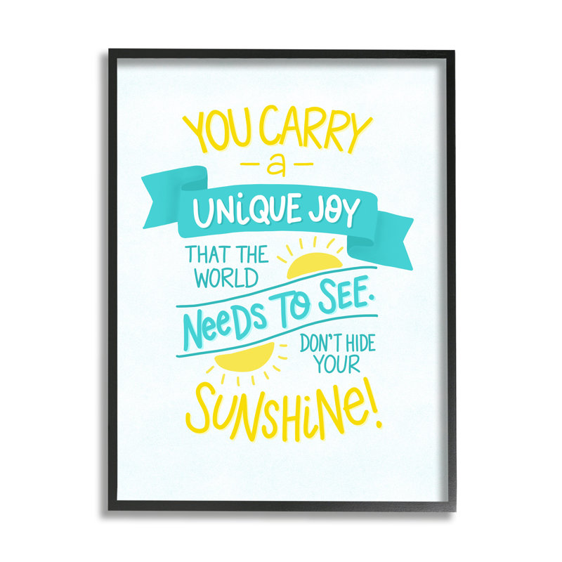 You Carry Unique Joy, H 30 po x l 24 po x P 1,5 po, Giclée encadrée noir minuit