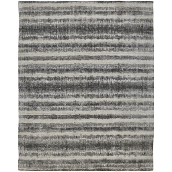 17 Stories Hand Loomed Viscose Striped Rug | Wayfair