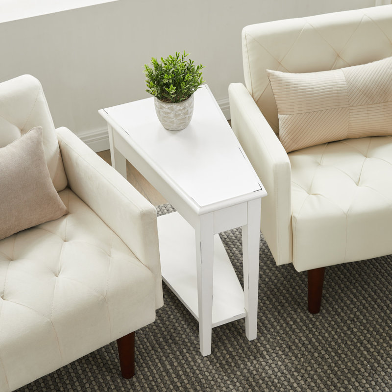 Table de coin inclinable en bois massif, Blanc