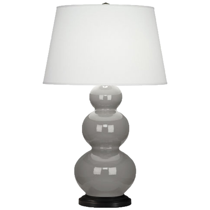 Triple Gourd Ceramic Table Lamp, Smokey Taupe/Bronze