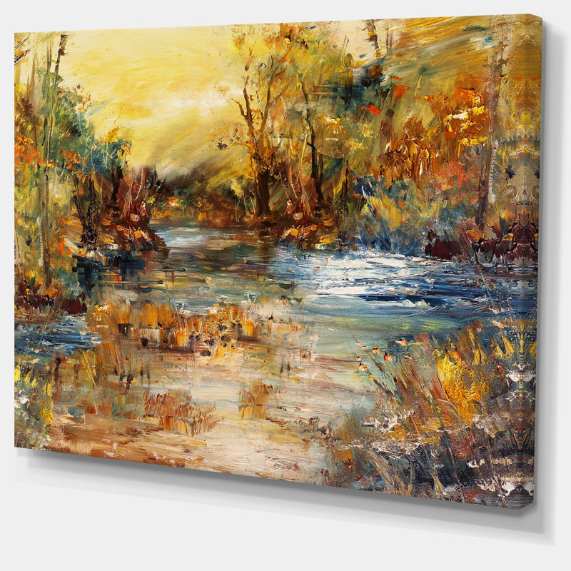 Schafer «River in Forest», peinture, H 12 po x l 20 po x p 1 po, Toile tendue