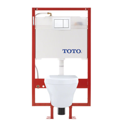 TOTO® MH Wall-Hung D-Shape Toilet and DuoFit® in-wall 0.9 GPF and 1.28 GPF Dual-Flush Tank System with PEX Supply, Cotton White