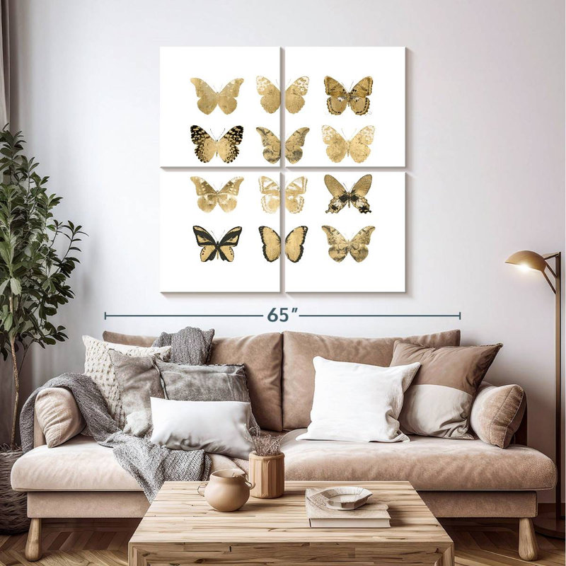 Brampt Butterfly Study In Gold II, 45'' H x 45'' W