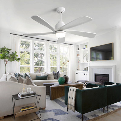 Ventilateur de plafond d'intérieur 52 pouces avec moteur à courant continu réversible à télécommande 3 pales à intensité variable de 5 couleurs