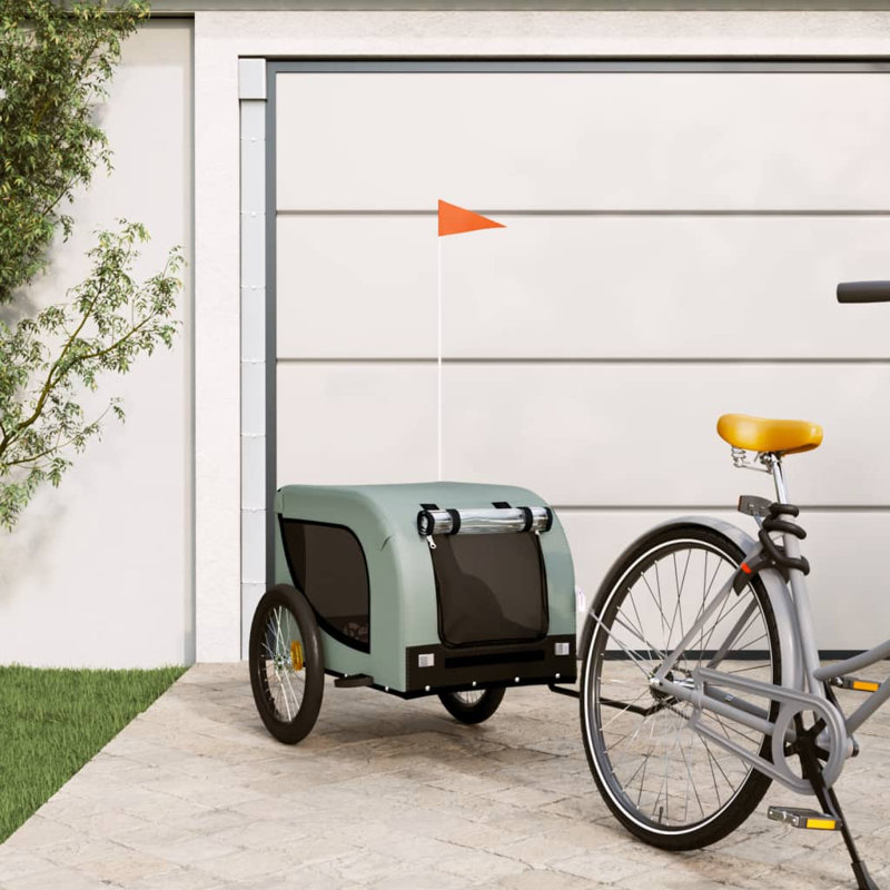 Pet Bike Trailer Oxford Fabric and Iron, Black, 80cm H x 55cm W x 133.5cm D
