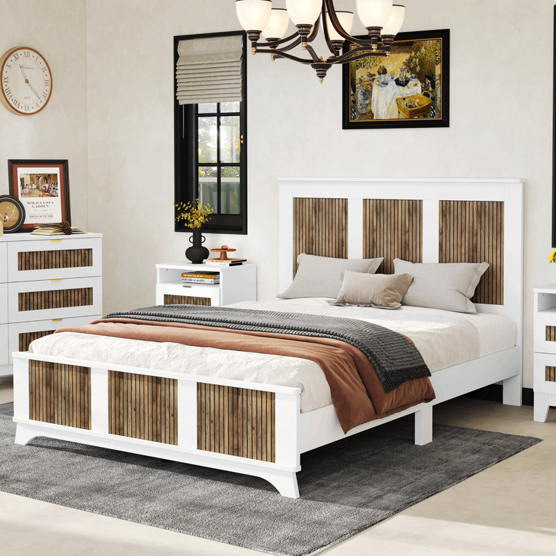 Lit plateforme Farmhouse, Blanc, Complet/Double