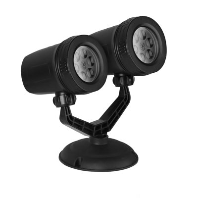 Dual-Head LED Christmas Snowflake Projector Light with 4 Moving Patterns, 180° Adjustable Heads and Ground Stake for Indoor and Outdoor Holiday Decorations