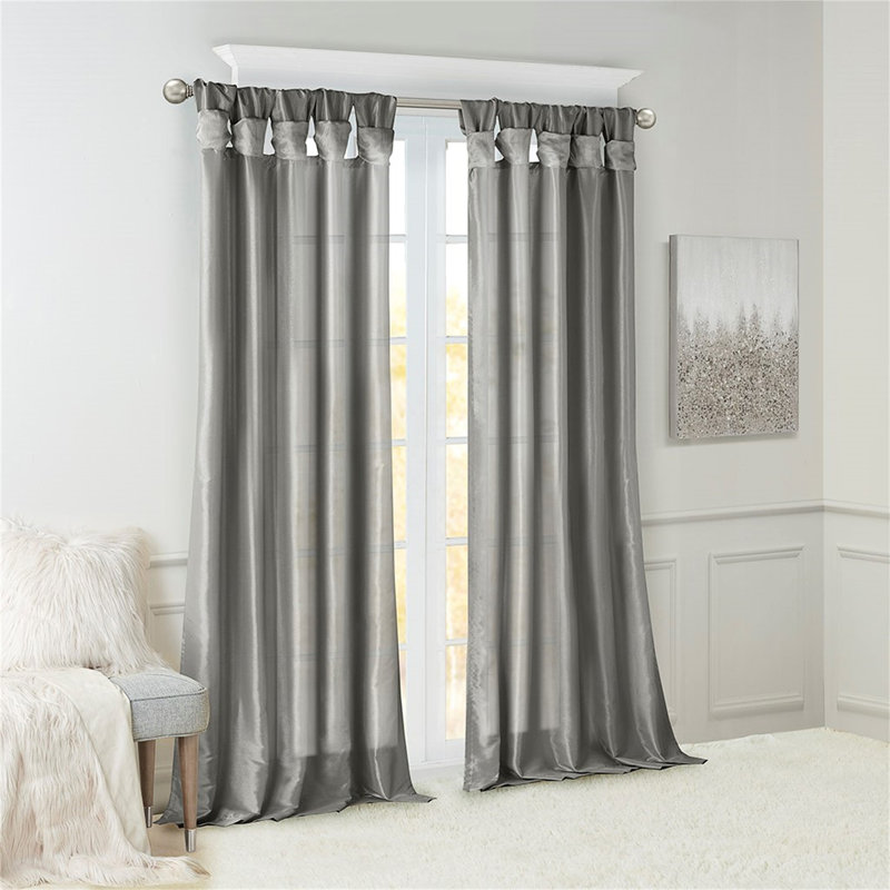 Panneau de rideau de fenêtre Twist Tab, Gris anthracite, L 50 po x L 120 po