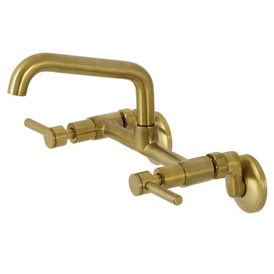 Kingston Brass Concord Double-Handle 2-Hole Wall-Mount Bridge Kitchen Faucet