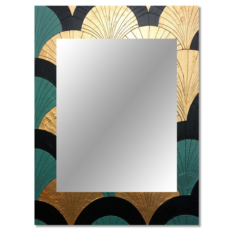 Emerald and Golden Arches - miroir mural de formes abstraites, miroir décoratif moderne, impression d'art en métal