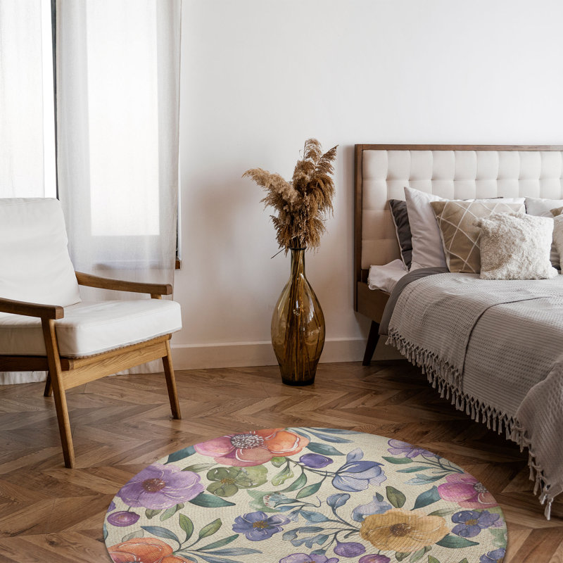 Tapis tressé Blooming Vines, Rond 5 pi