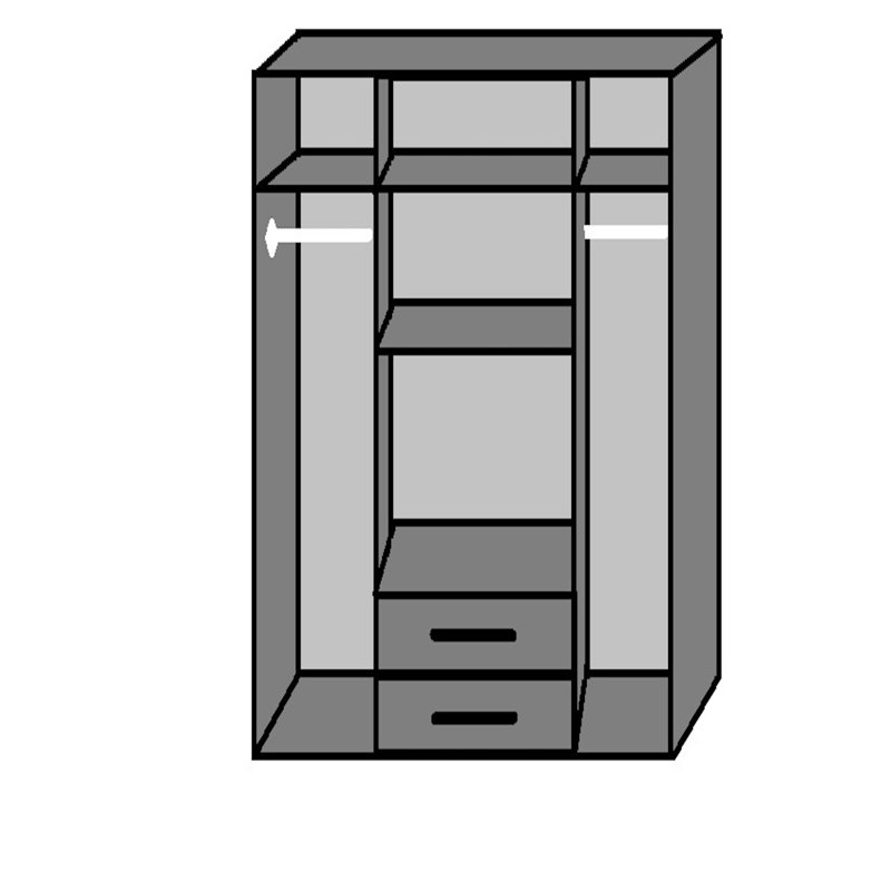 Haylynn 4 Door Manufactured Wood Wardrobe, White/Grey
