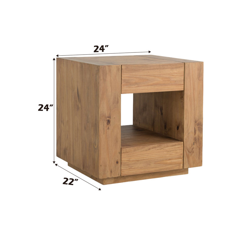 Stylish End Table With Oak Finish - Rectangular Design Thick Tabletop, Wheels And Ample Storage Elegant Oak Blending Style Functionality, Wheels, Drawers Open Display Area