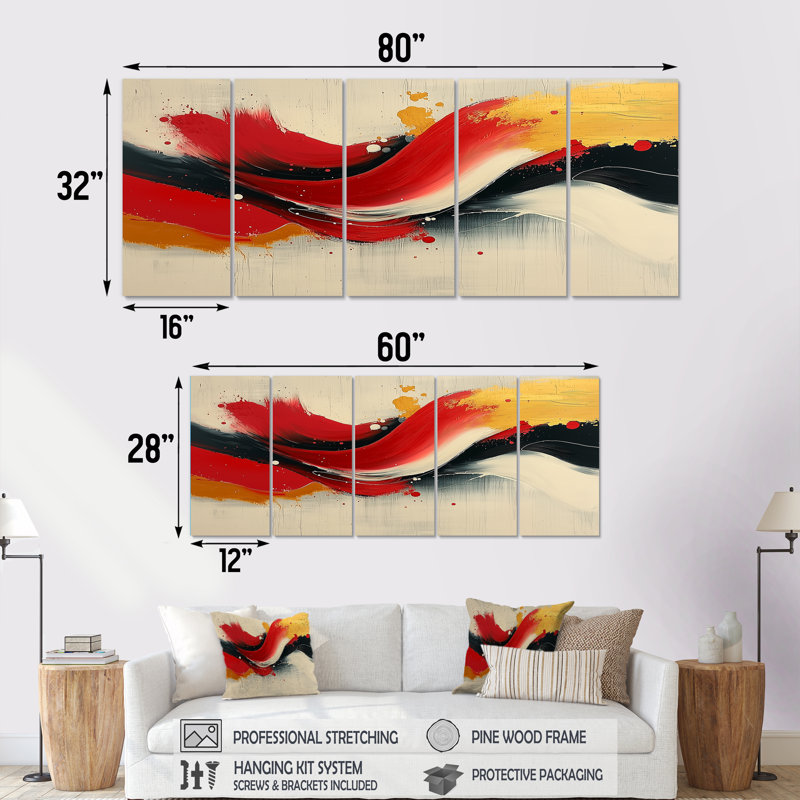 «Chaos Harmony of Wild Volcano Lava II», art mural fauvisme - décoration murale moderne, H 28 po x l 60 po, 5