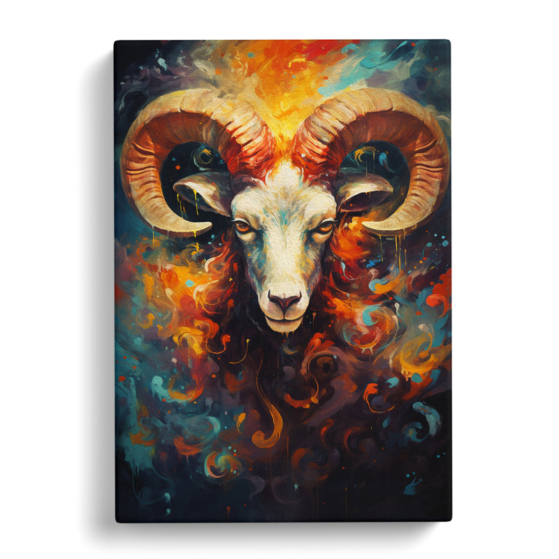 Aries Zodiac Expressionism No.2 - Wrapped Canvas, 50cm H x 35cm W x 3cm D