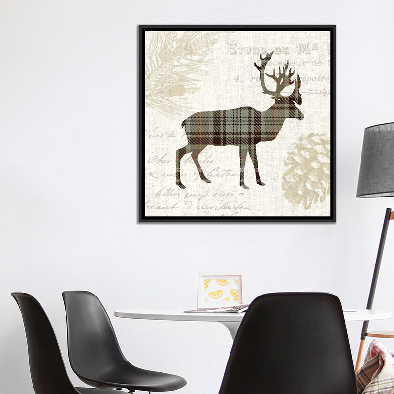 « écossais pose, brun clair i », impression sur toile, H 37 po x l 37 po x P 1,5 po, Toile avec cadre noir, Pas de tapis