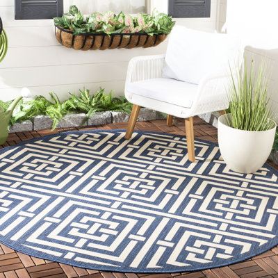 Tapis intérieur / extérieur bleu / blanc Arneshia