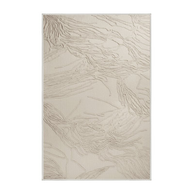 Machine Washable Abstract Beige Area Rug