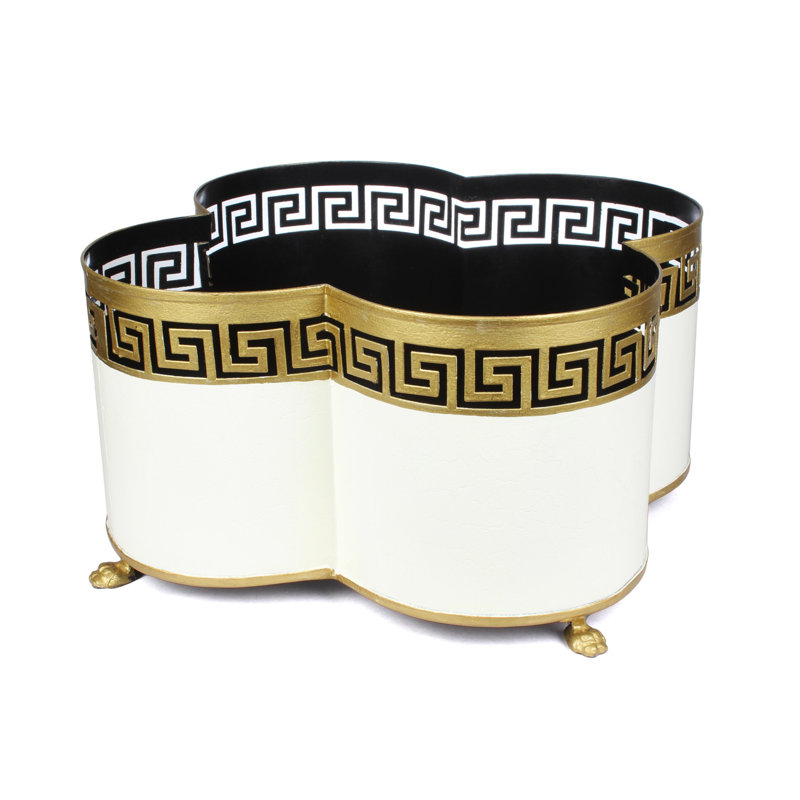 Redrick Handmade Metal Planter, Ivory/Gold