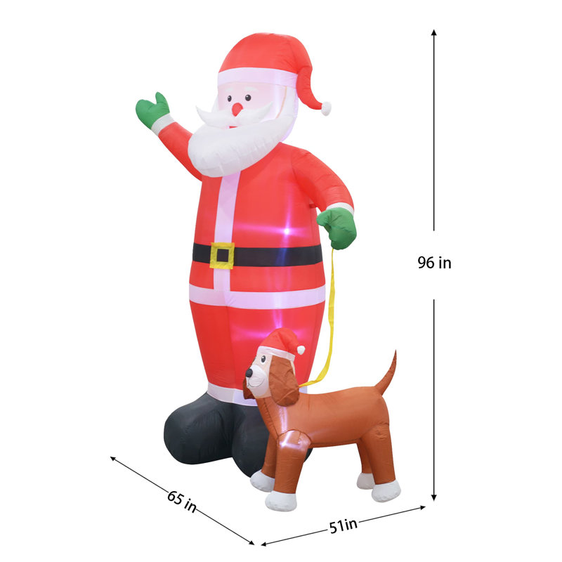 Chien gonflable Père Noël et Labrador