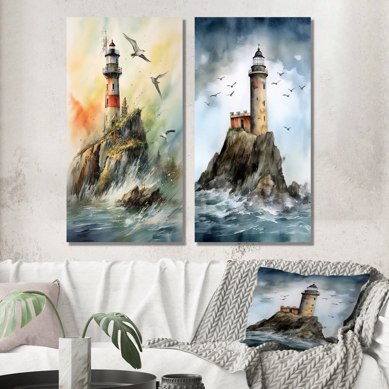 «Ocean Watchtower», 2 pièces sur toile, H 32 po x l 32 po, Toile tendue