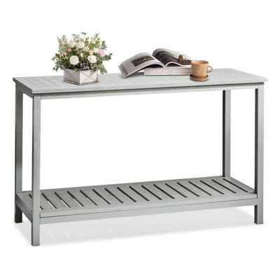 Table d'appoint à 2 niveaux pour patio en bois massif