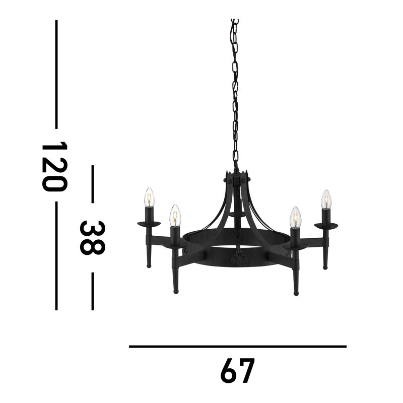 Eastbourne 5 - Light Waggon Wheel Chandelier