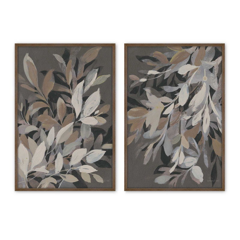Ensemble de 2 reproductions de pétales de minuit, 14 po x 11 po, Noyer