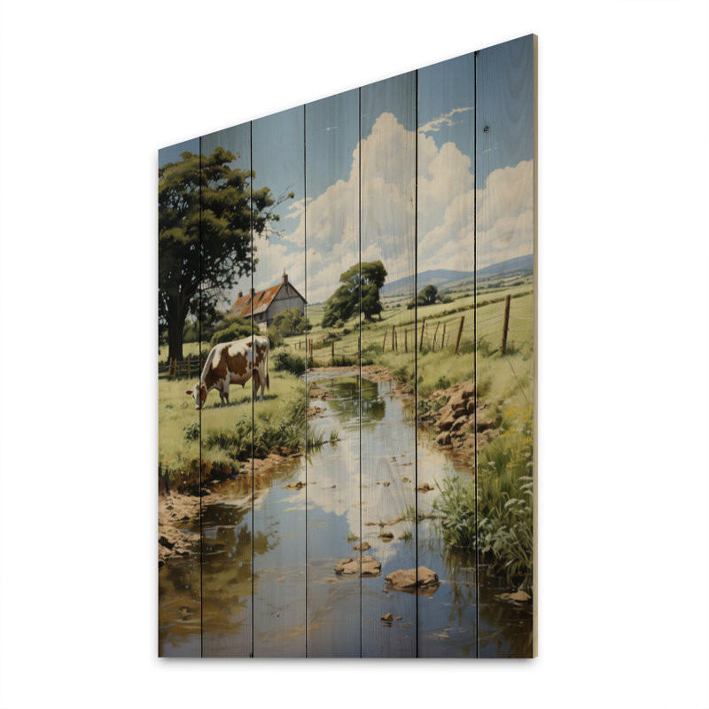 «Cow Farmstead Serenity» sur impression sur bois, H 40 po x l 30 po x P 0,78 po