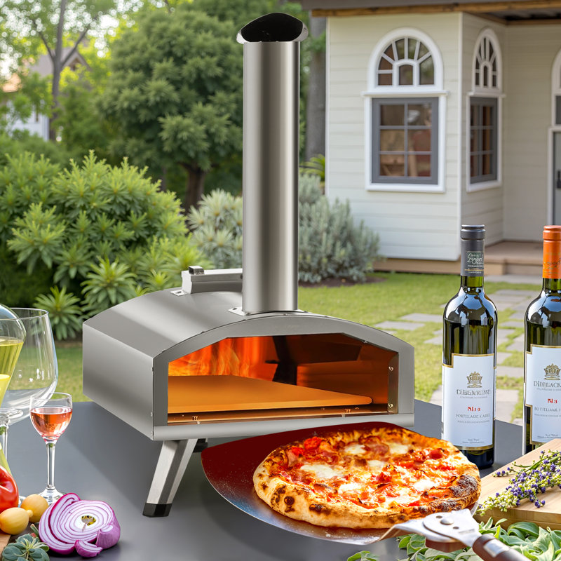 Four à pizza d'extérieur - Four à pizza sur pied en acier inoxydable pour la cour, le camping et les pique-niques