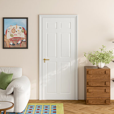 Porte standard à 6 panneaux de porte de dalle de pin standard en bois massif avec porte apprêtée 24 po x 80 po