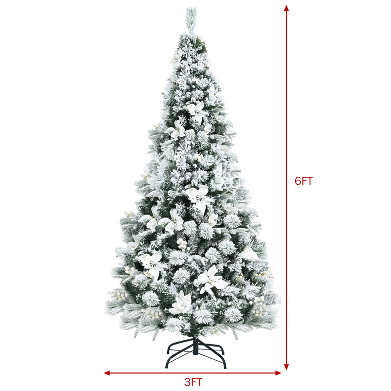 Arbre de Noël blanc avec flocons et baies réalistes blancs, H 6 po
