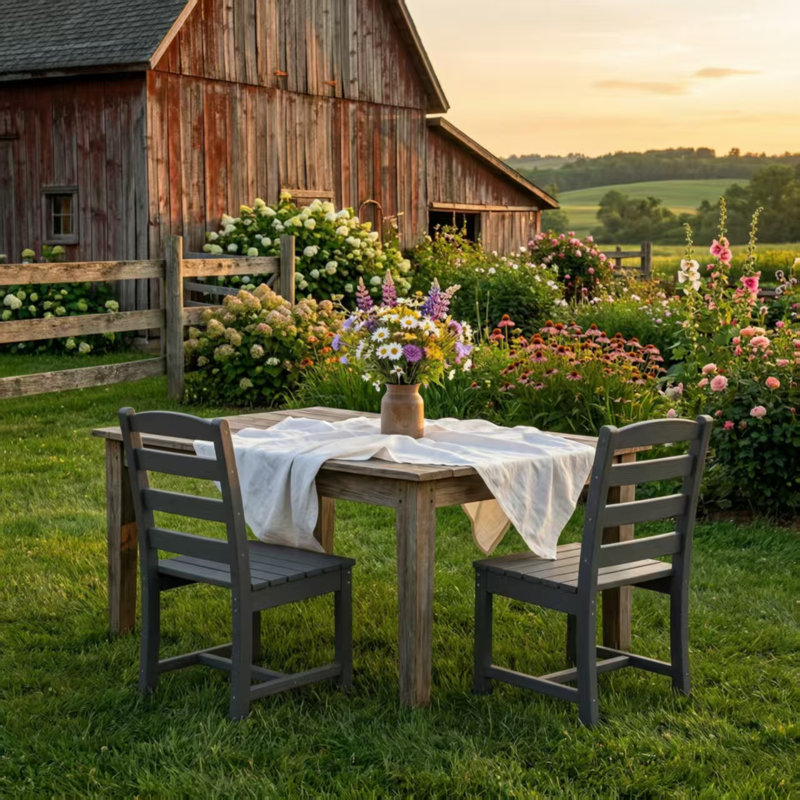 HDPE All-Weather Patio Dining Chair, Gray