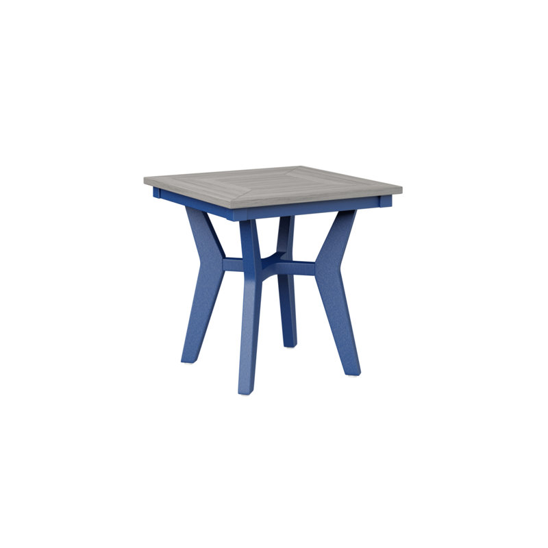 Mayhew Outdoor Square Side Table, Driftwood Gray, Pacific Blue