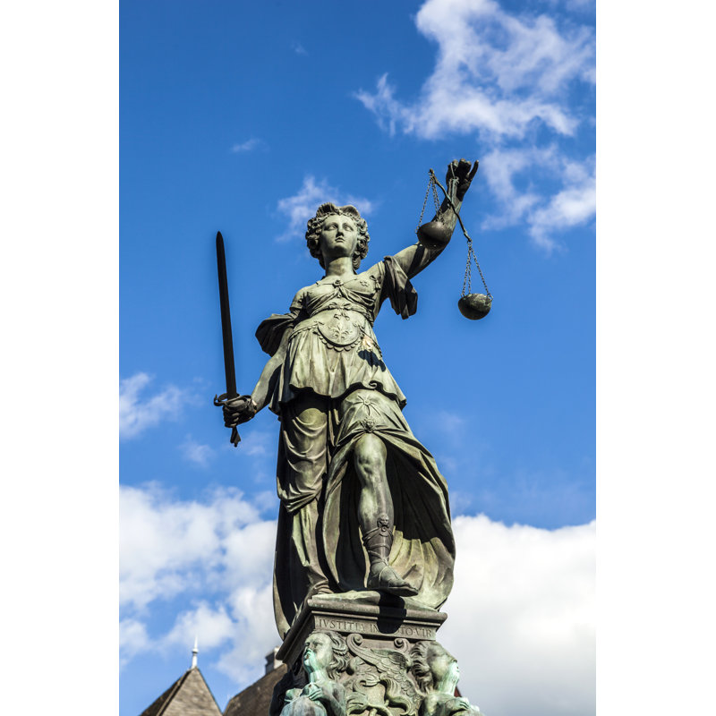 Justitia, A Monument In Frankfurt by Meinzahn - Wrapped Canvas Print, 46cm H x 30cm W