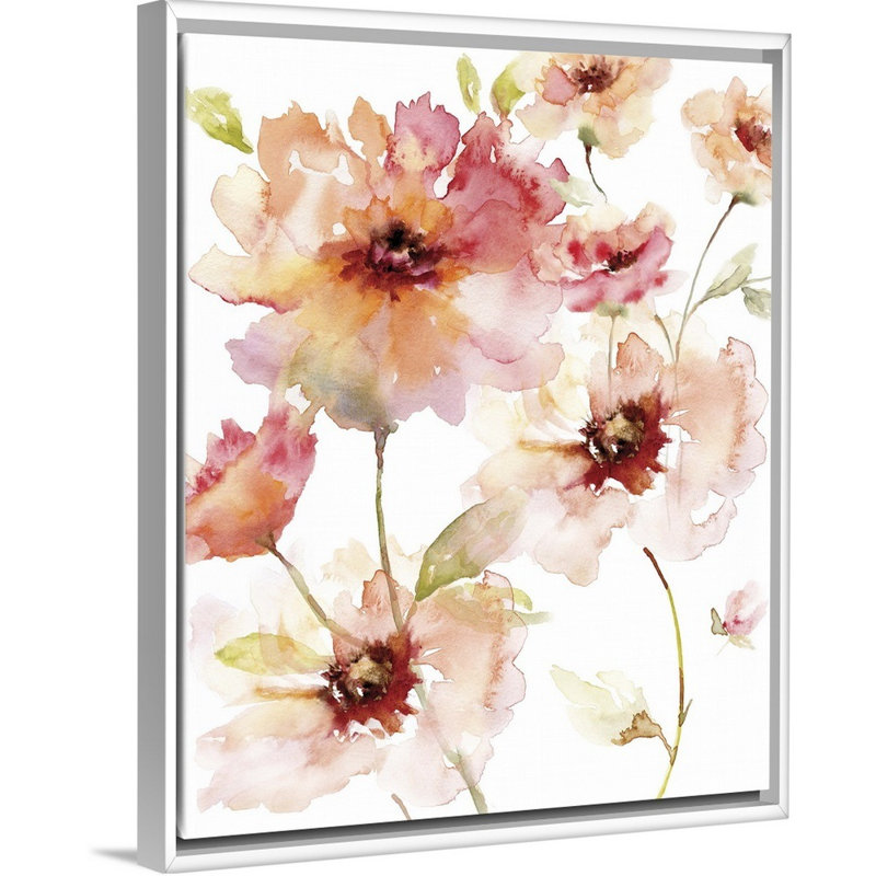 «Translucent Reds I», reproduction d'art sur toile, H 15,7 po x l 12,7 po x P 1,75 po, Cadre flottant blanc